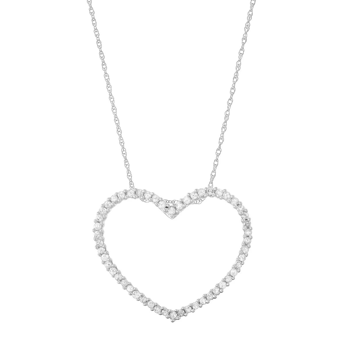 10k White Gold 1/2 Carat T.W. Diamond Heart Pendant Necklace | Kohl's