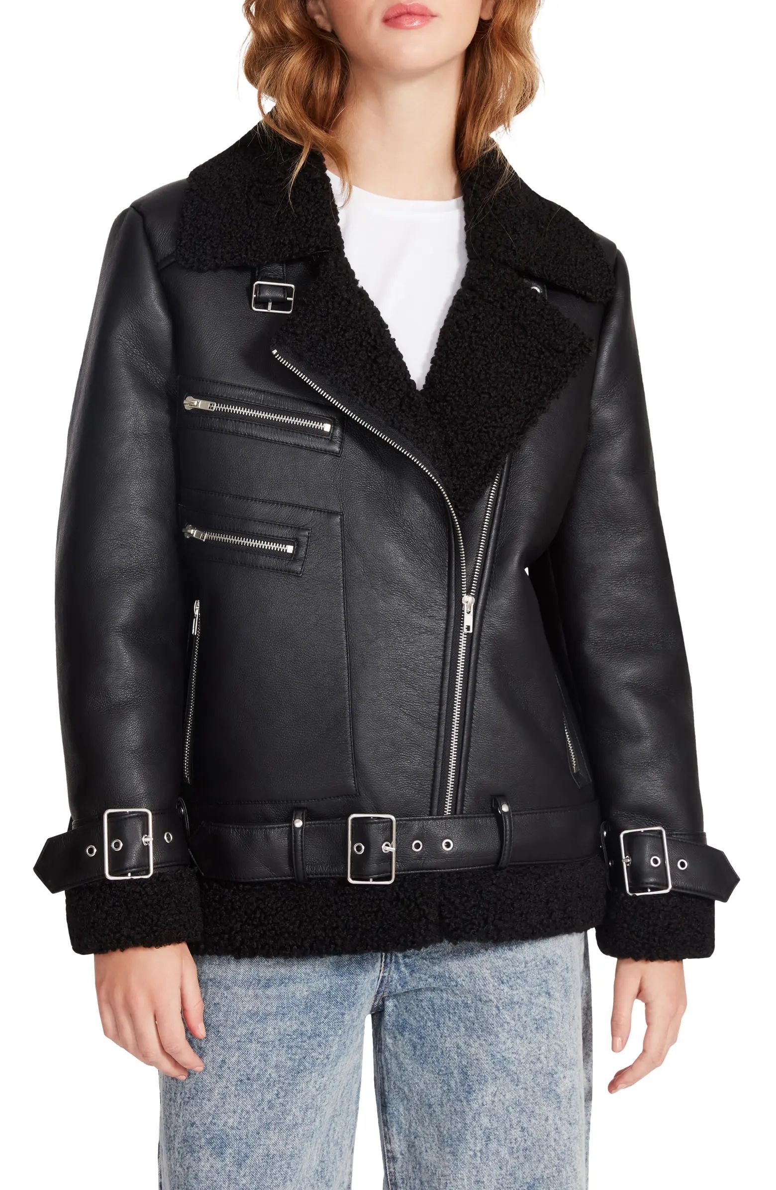 Quinn Faux Shearling Lined Moto Jacket | Nordstrom