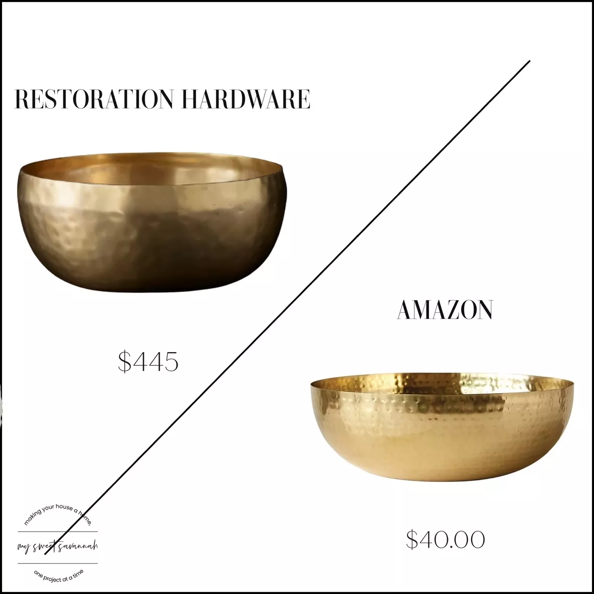 Creative Co-Op Round Hammered Metal Bowl, Gold Finish, 14 : : Home