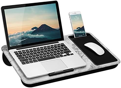 LapGear Home Office Lap Desk with Device Ledge, Mouse Pad, and Phone Holder - White Marble - Fits... | Amazon (US)