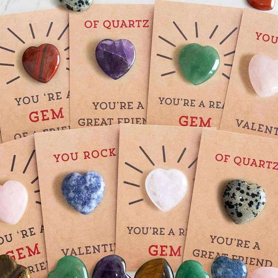 ORIENTAL CHERRY Valentines Day Gifts for Kids - 24 Pack Valentines Cards with Heart-Shape Gems - ... | Amazon (US)