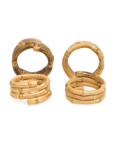 Set Of 4 Bamboo Napkin Rings | TJ Maxx