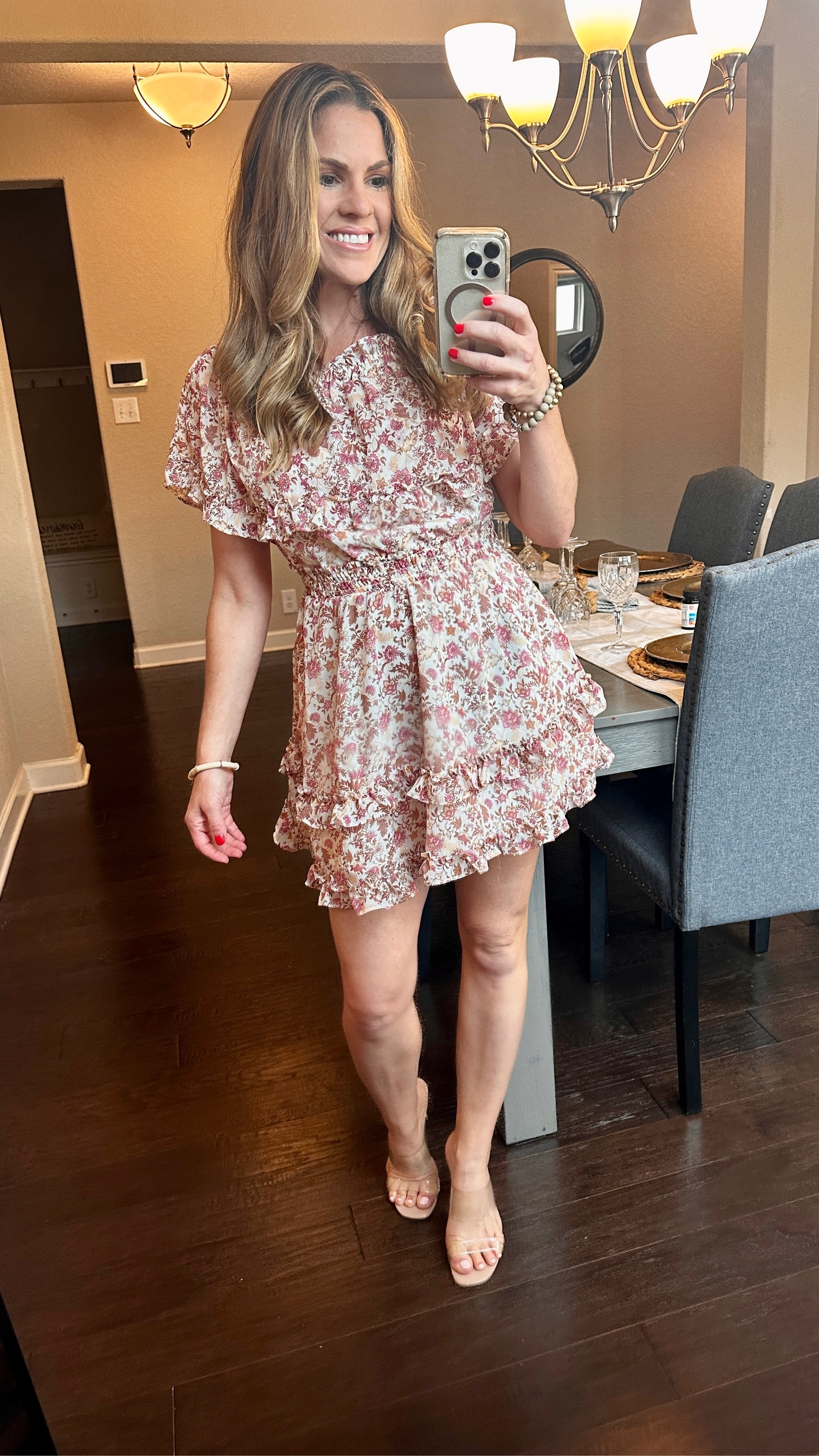 Wearing size small short dress and fits tts. Summer dress, spring dress, floral dress, summer outfit, spring outfit, wedding guest dress, Mother’s Day outfit, clear heals

#ltkfindsunder50 #ltkparties #ltkover40

#LTKU #LTKSeasonal #LTKwedding