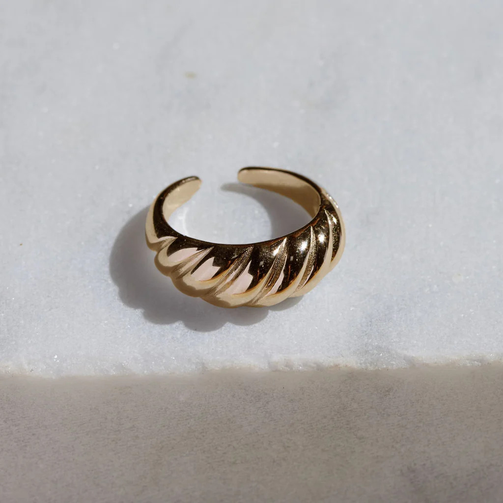 Gold DNA Twist Ring | Nickel and Suede