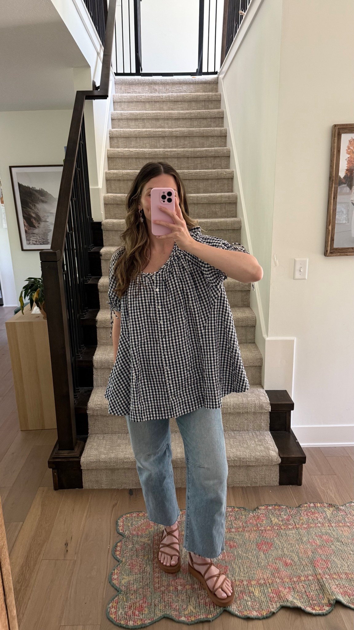 wearing an xs in tunic I sized down, on sale! barrel jeans run a little big, could size down! 

Spring outfit, mom outfit, summer outfit 

#LTKmomlife #LTKootd