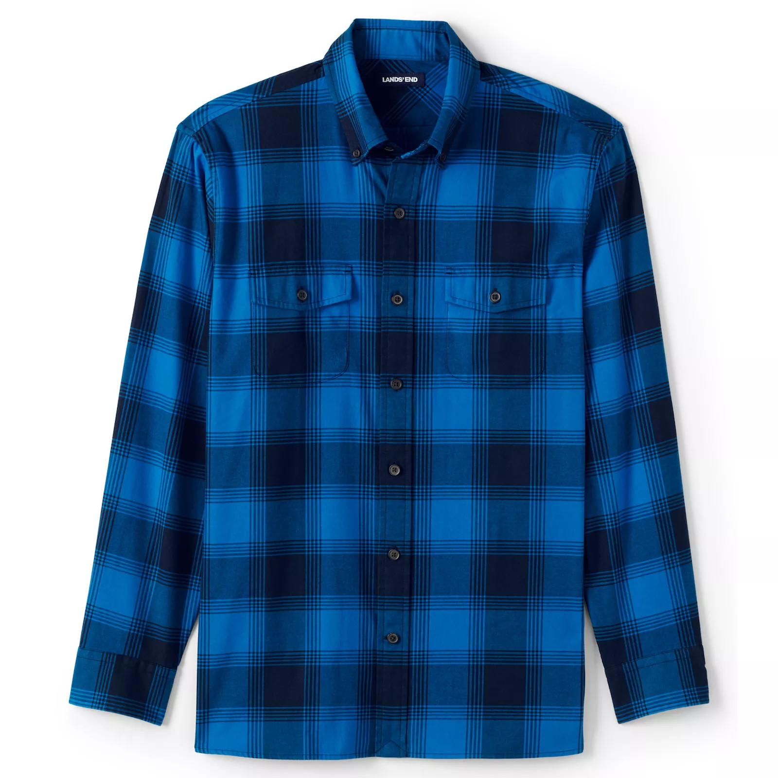 Big & Tall Lands' End Tailored-Fit Comfort-First Plaid Lightweight Flannel Button-Down Shirt, Men's, | Kohl's