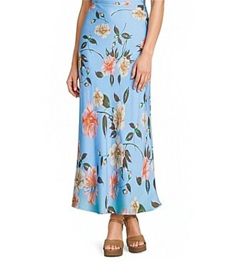 GB Satin Coordinating Floral Print Maxi Skirt -  2XL | Dillard's