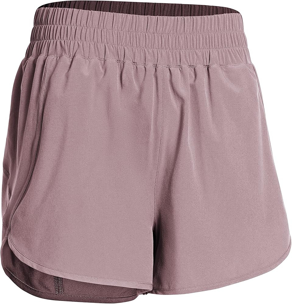 CRZ YOGA Women's High Waisted Running Shorts Mesh Liner - 3'' Dolphin Quick Dry Athletic Gym Workout | Amazon (US)