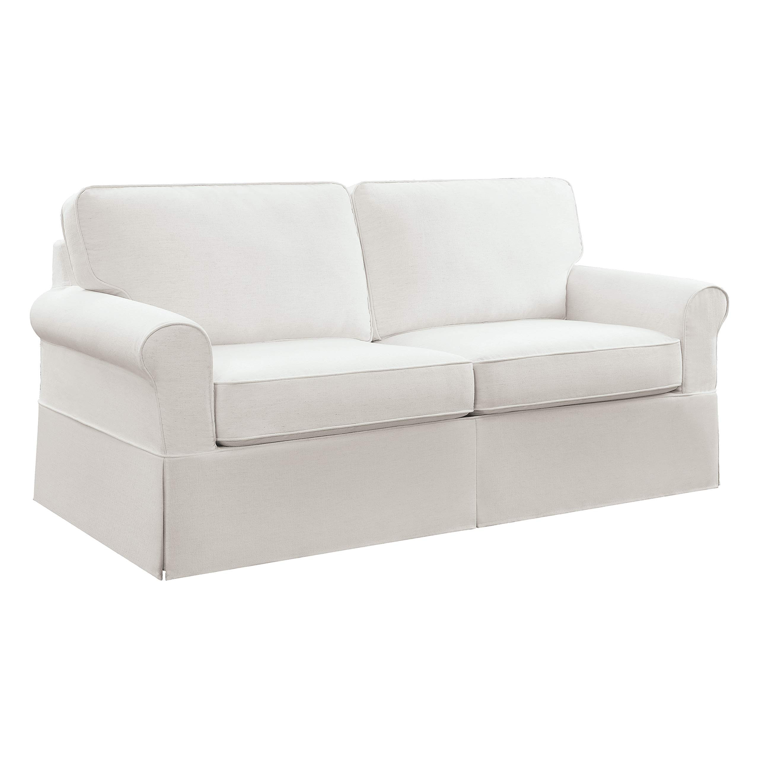 OSP Home Furnishings Ashton Rolled Arm Sofa with Slipcover, Ivory | Amazon (US)