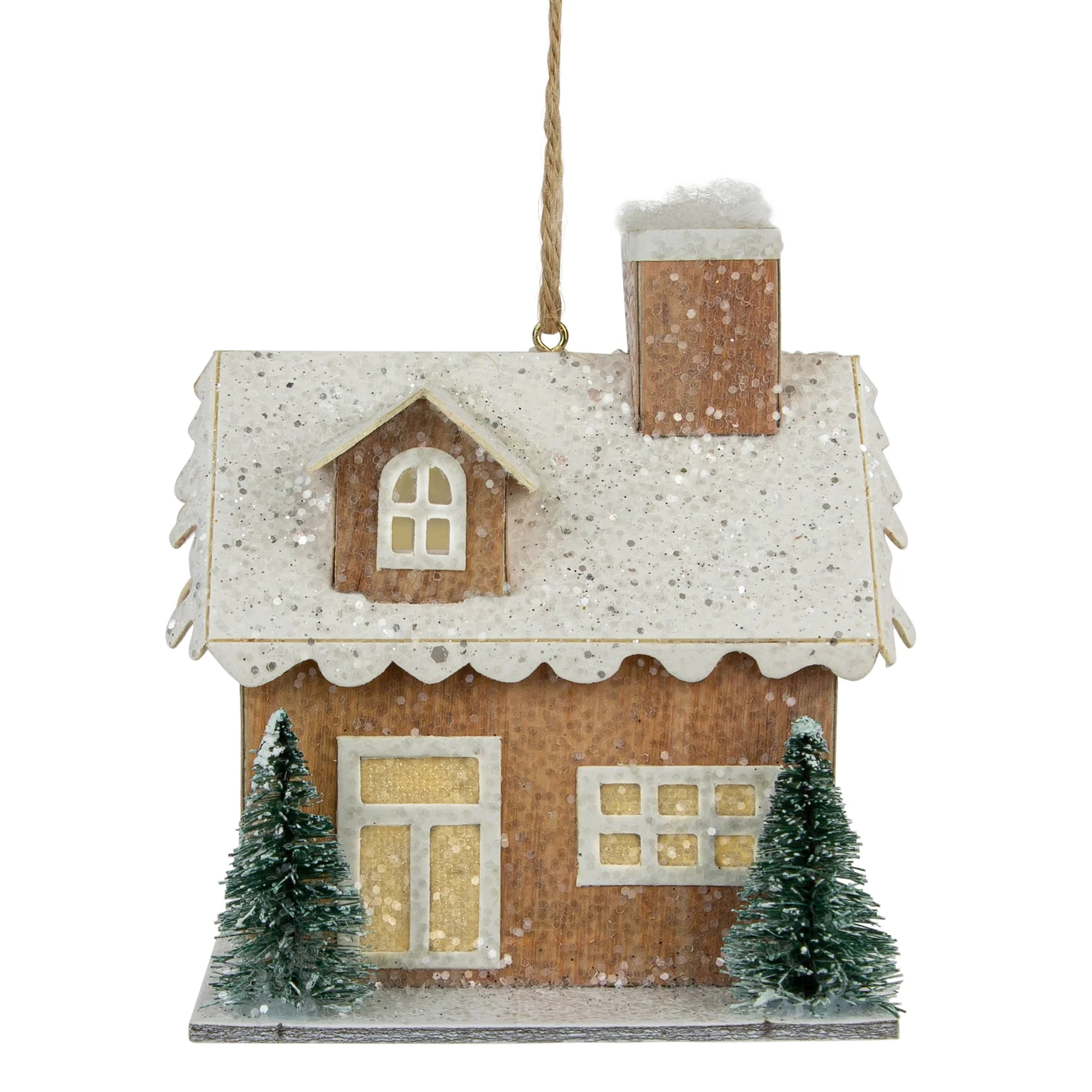 Northlight Battery Operated Lighted Rustic House Christmas Ornament - 4" - Beige - Walmart.com | Walmart (US)