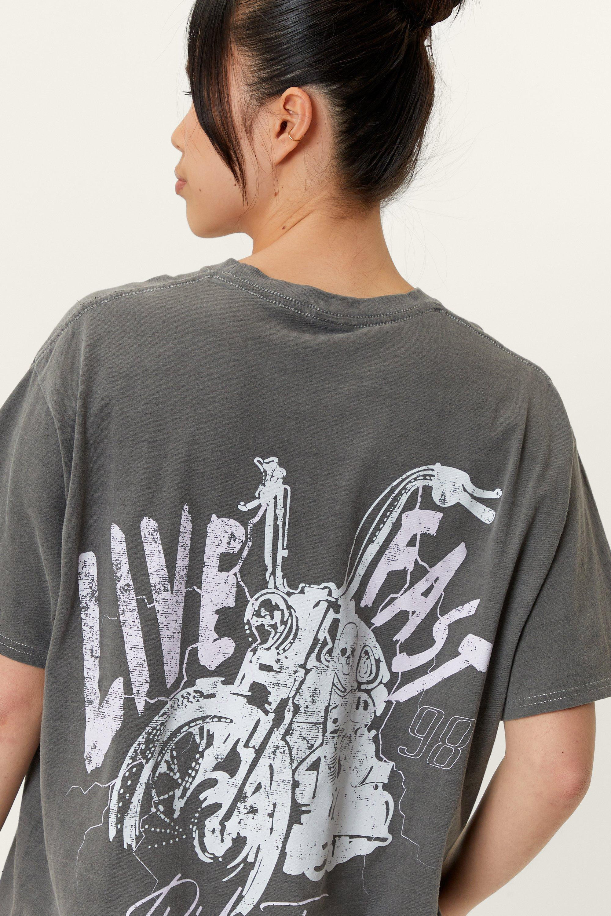 Graphic Motorcycle Print Overdyed T-Shirt | Nasty Gal (US)
