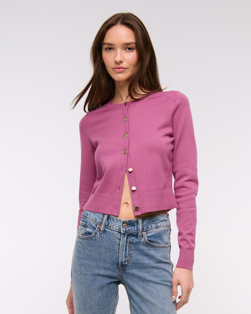 Women's LuxeLoft Shrunken Crew Cardigan | Women's Tops | Abercrombie.com | Abercrombie & Fitch (US)
