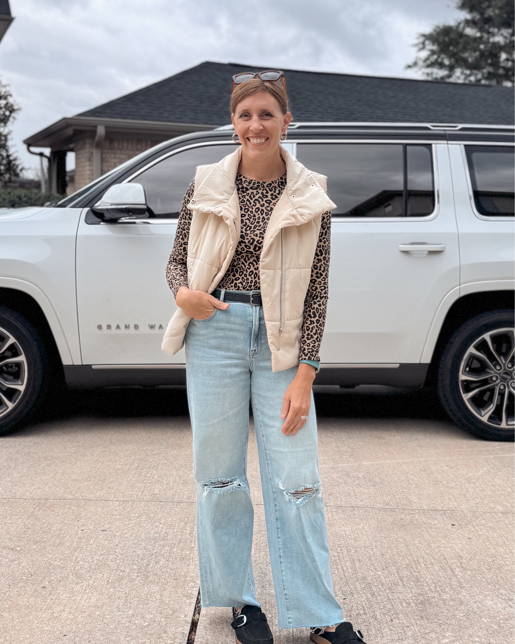 Loving the leopard print this season and this top is only $8! That price cannot be beat- wearing a medium! Wearing size 27 in the jeans and a small in the vest- both jeans and vest are one sale!

#LTKVideo #LTKSeasonal #LTKFallSale
