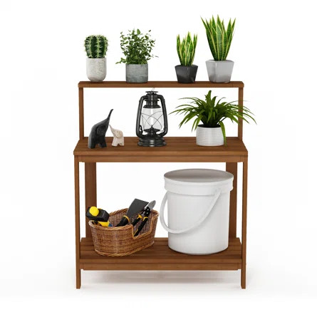Ermont Hardwood Dark Red Meranti Potting Bench | Wayfair North America