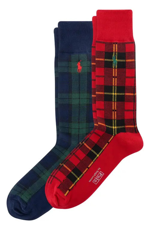 Polo Ralph Lauren Assorted 2-Pack Tartan Crew Socks in Red at Nordstrom, Size 10-13 | Nordstrom