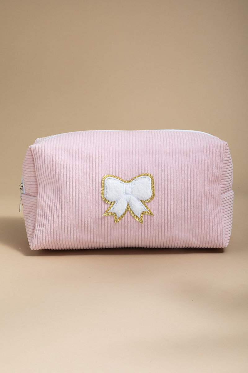 Bow Embellished Corduroy Cosmetic Bag | Francesca's