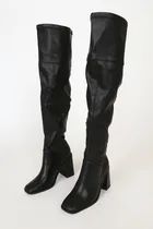 Valkyrie Black Square Toe Over the Knee Boots | Lulus (US)