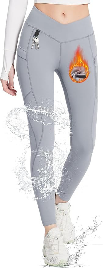 BALEAF Women's Fleece Lined Leggings Thermal Warm Zipper Pockets Hikng Pants Winter Cold Weather ... | Amazon (US)