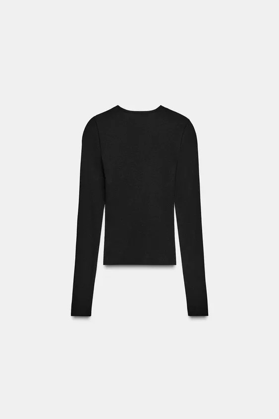 LONG SLEEVE RIBBED TOP | Zara UK