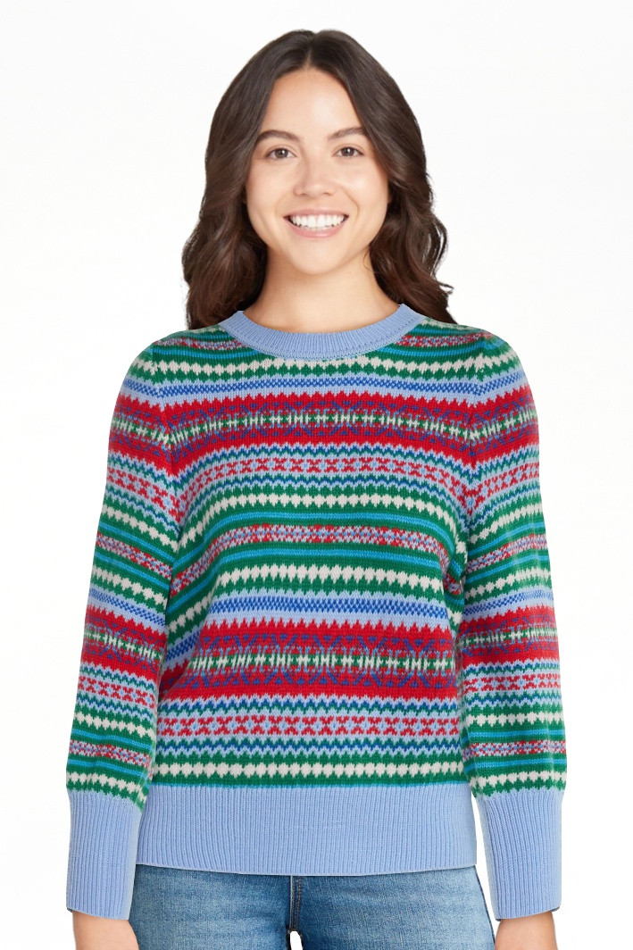 Free Assembly Women's and Women’s Plus Fair Isle Pullover Sweater with Tall Cuffs, Midweight, S... | Walmart (US)