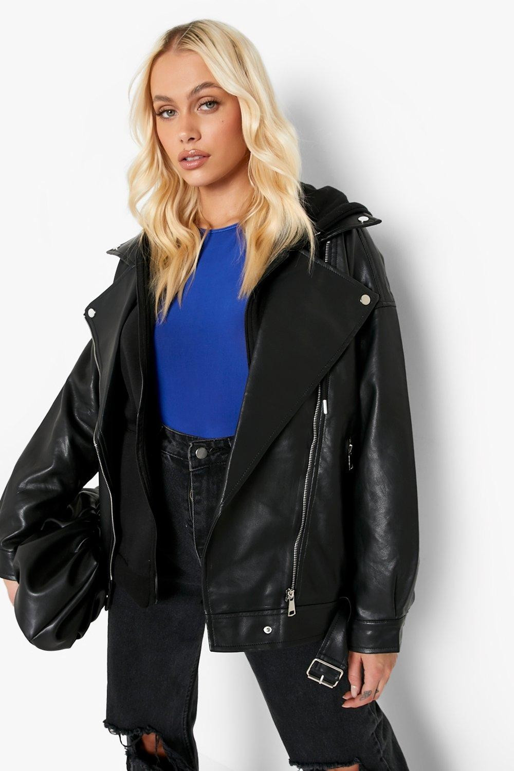 Oversized Belted Moto Jacket | Boohoo.com (US & CA)