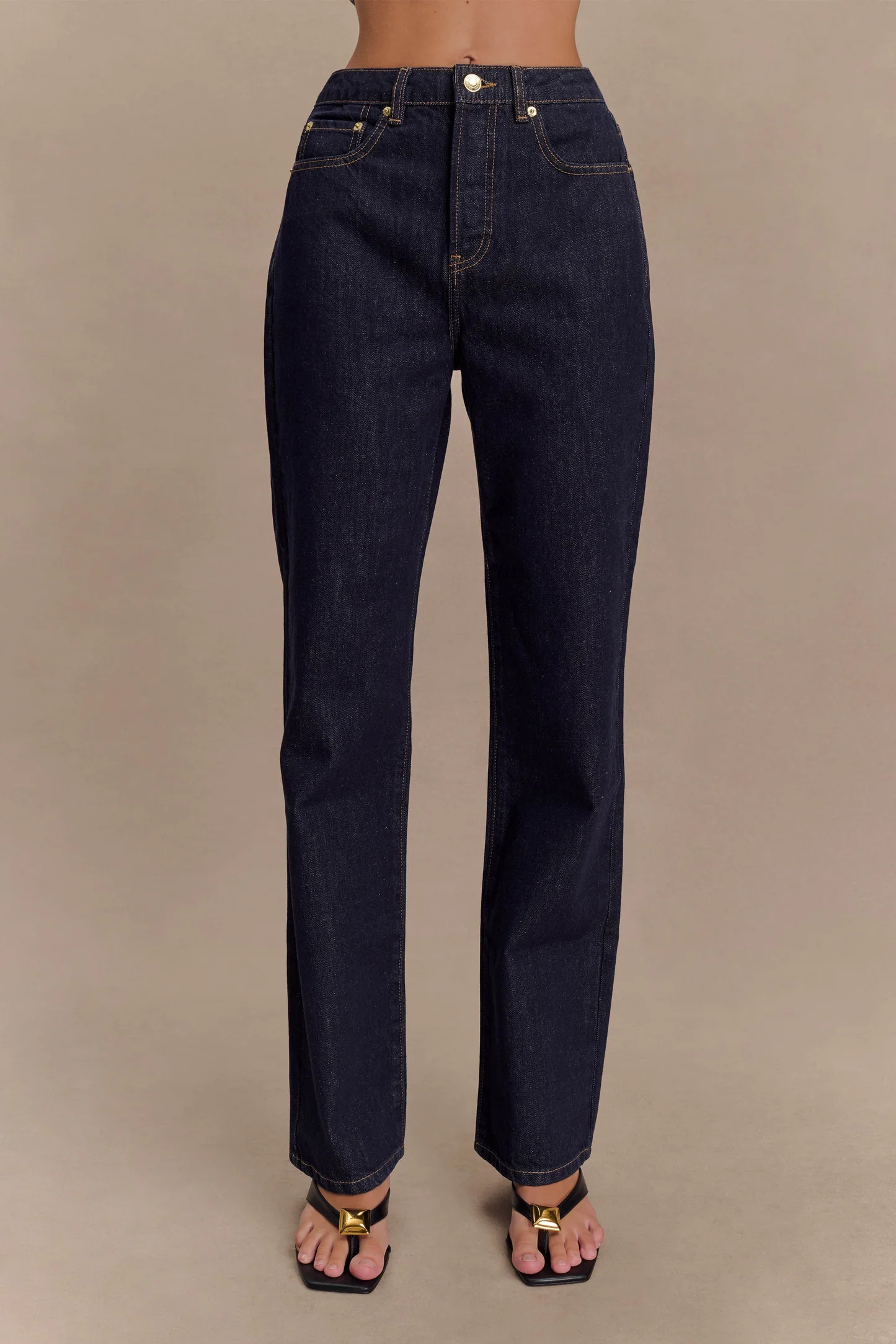 Janine High Waisted Straight Leg Jeans - Washed Indigo Blue | Meshki (APAC)