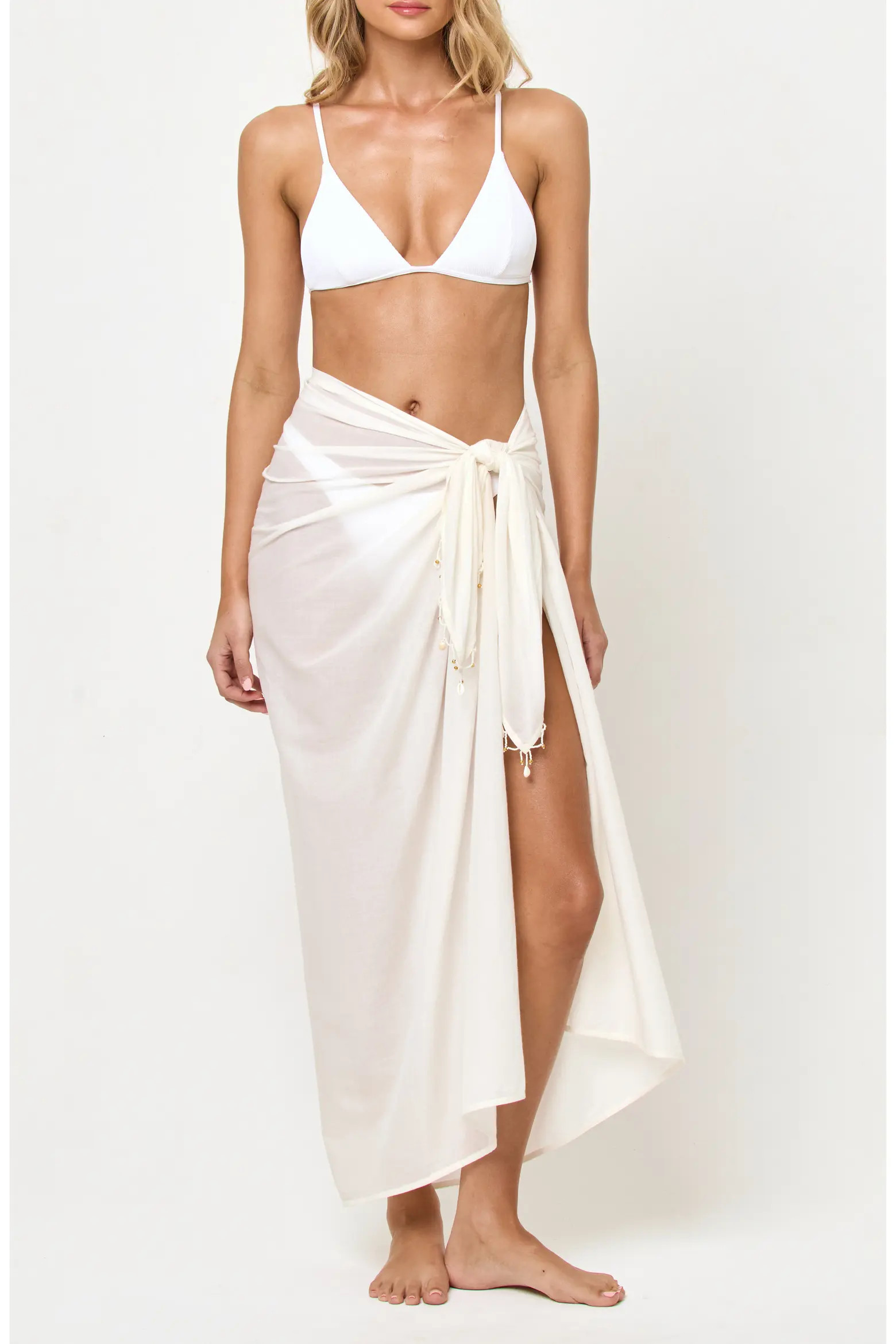 Mika Seashell Fringe Cotton Cover-Up Sarong (Women) | Nordstrom | Nordstrom