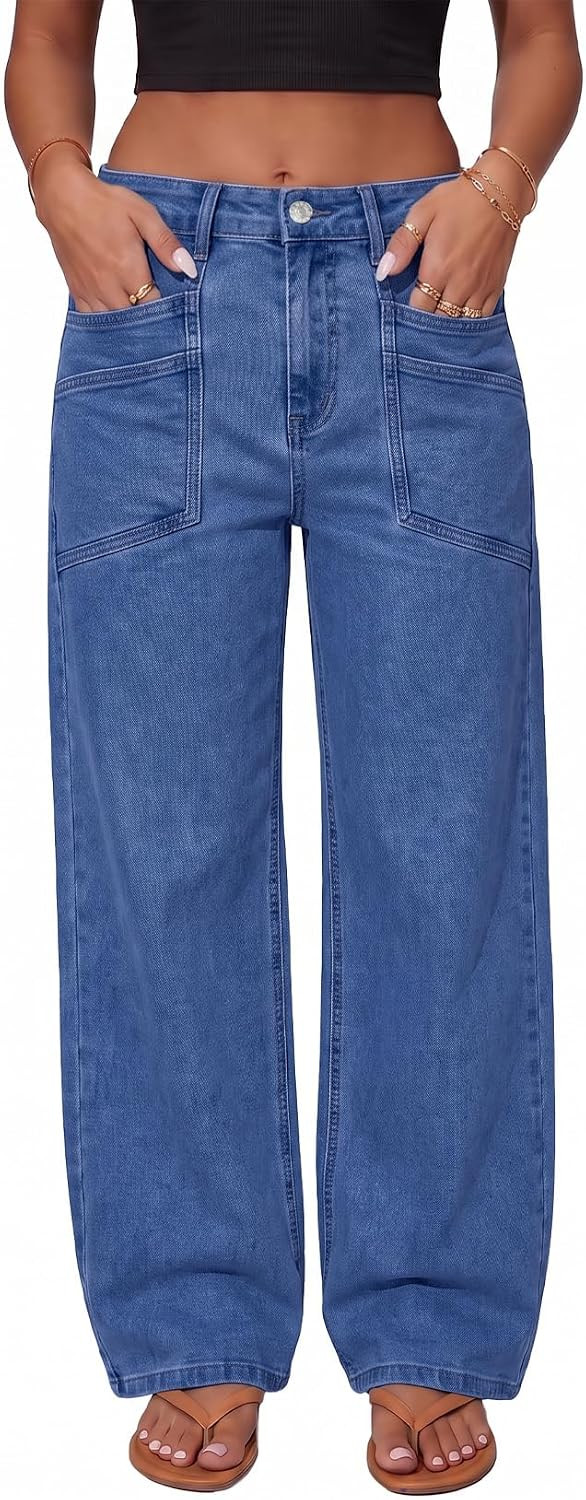 Sidefeel Women's Wide Leg Jeans High Waisted Stretchy Boyfriend Denim Pants | Amazon (US)
