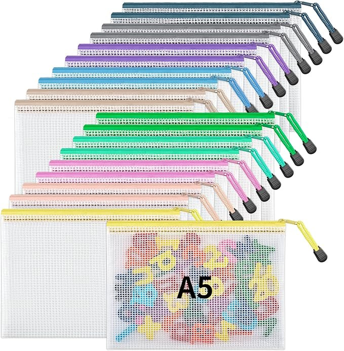 JARLINK 20PCS Mesh Zipper Pouch Bags, 6x9 Inch/A5 Puzzle Bags with Zipper, Waterproof Zipper Pouc... | Amazon (US)
