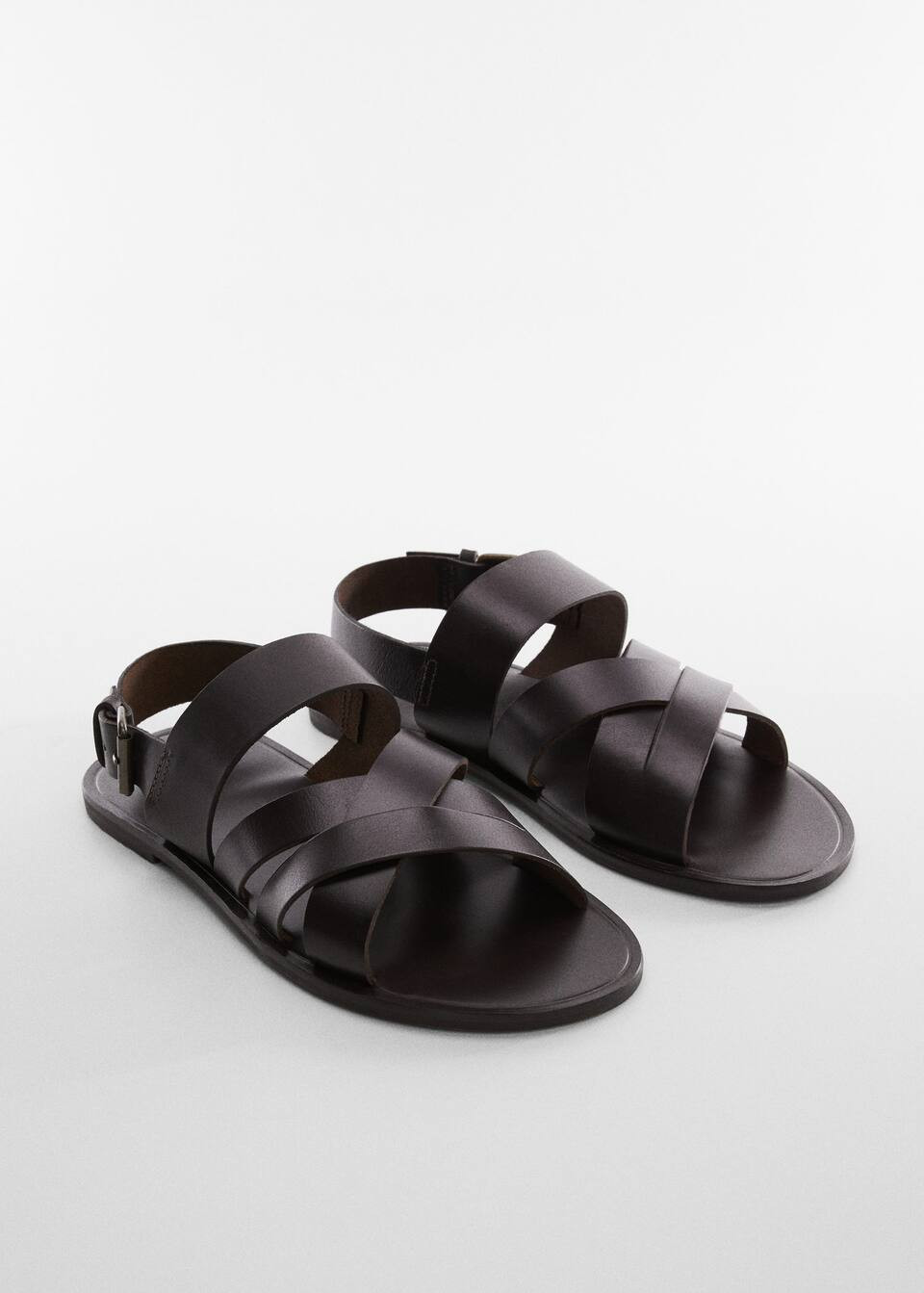 Leather sandals with straps -  Men | Mango Man USA | MANGO (US)