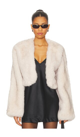 Lovers and Friends x Emma Leger Cropped Gabriel Coat in Tan. - size L | Revolve Clothing (Global)