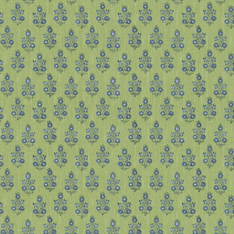 G P & J Baker Poppy Sprig Green/Blue Wallpaper | DecoratorsBest