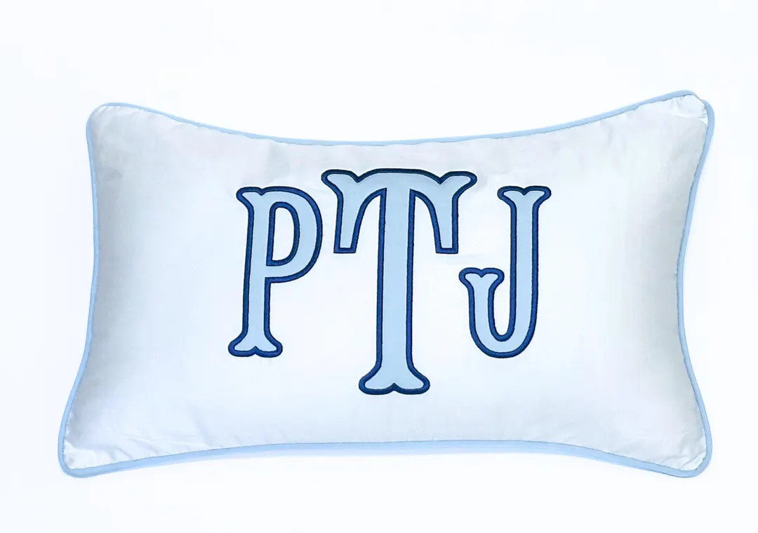 Initial Appliqué Monogram Pillow Cover: Personalized Nursery Decor, 12x20 In - Etsy | Etsy (US)