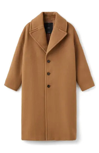 MANGO Selection Notched Lapel Virgin Wool Blend Coat in Medium Brown at Nordstrom Rack, Size Small | Nordstrom Rack