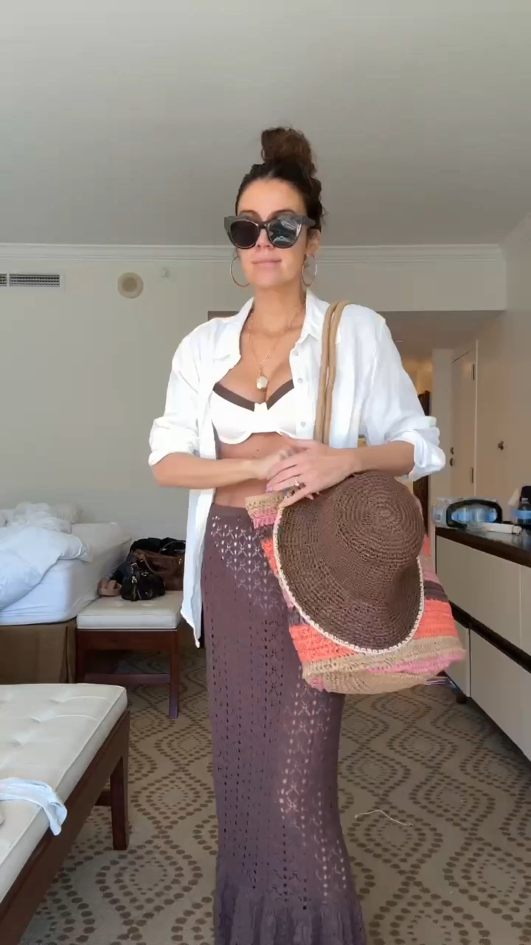 Grwm for the beach ☀️ obsessed with this new crochet bikini from @abercrombie 

Brown coverup skirt from @amazon @amazonfashion

Beach bag from @walmart 

#LTKSeasonal #LTKSwim #LTKgrwm