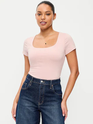 Hug Double-Layer Scoop-Neck Top | Old Navy (US)