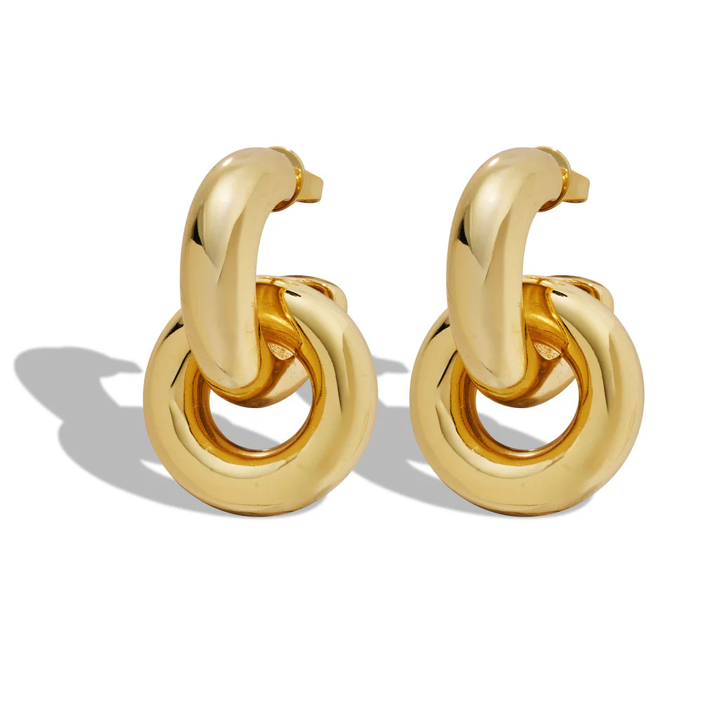 Gold Double Circle Hoops | Rosie Fortescue Jewellery