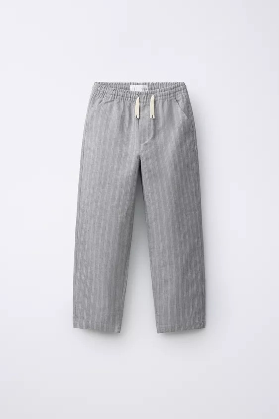 STRIPED LINEN BLEND PANTS | Zara US