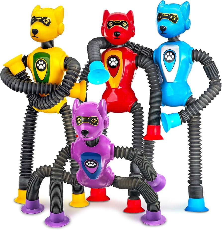 Christmas Stocking Stuffers Gift for Grandkids Boys Robot Dog Sensory Pop Tube for Toddler Kid 4P... | Amazon (US)