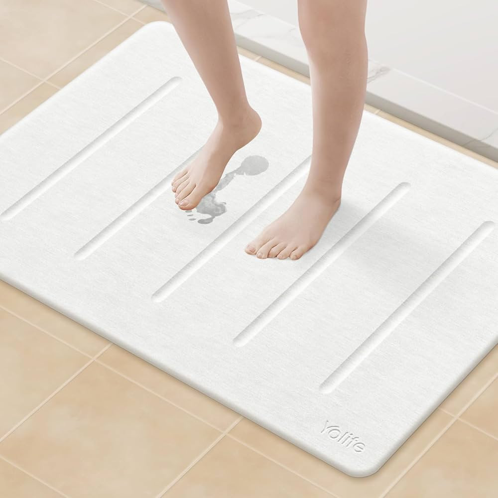 Yolife Stone Bath Mat Large, 32" x 20" Diatomaceous Earth Bath Mat for Bathroom, Super Absorbent ... | Amazon (US)