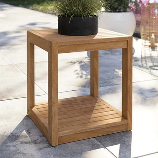 Carlsbad Teak Wood Outdoor Patio Side Table | Bed Bath & Beyond