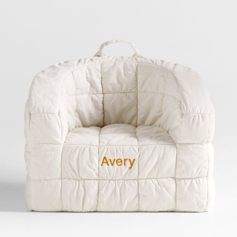 Large Stone Tan Kids Puffy Lounge Barrel Chair + Reviews | Crate & Kids | Crate & Barrel