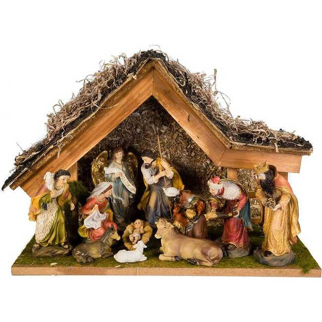 Kurt Adler | 12-Inch Nativity Set w/ Stable and 10 Figures | Maisonette | Maisonette