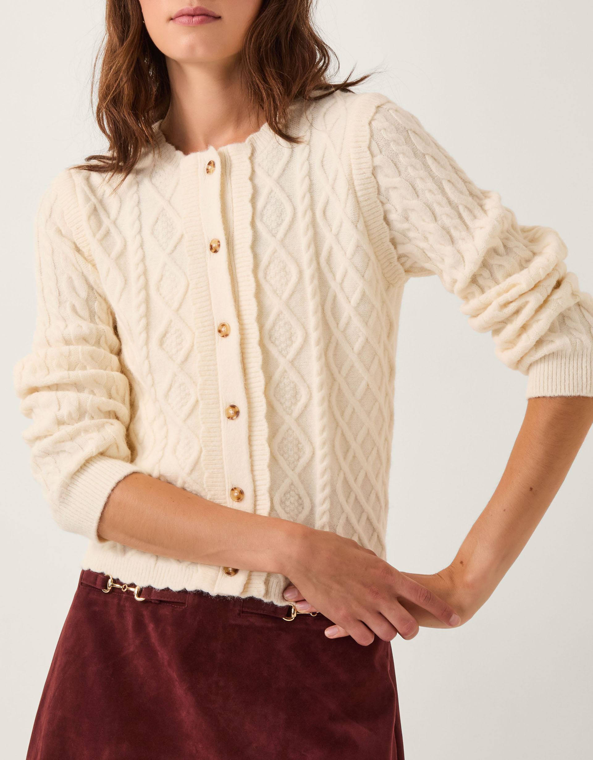 Cindy Cable Knit Cardigan Ivory | Monsoon (UK)