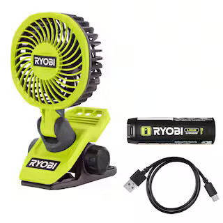 RYOBI USB Lithium Clamp Fan Kit with 2.0 Ah USB Lithium Battery and Charging Cable FVF51K - The H... | The Home Depot