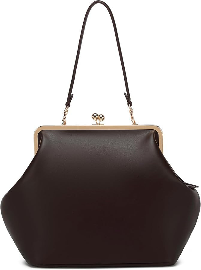 Dreubea Womens Large Minimalist Leather Evening Bag, Shoulder & Underarm Top Handle Clutch Purse | Amazon (US)
