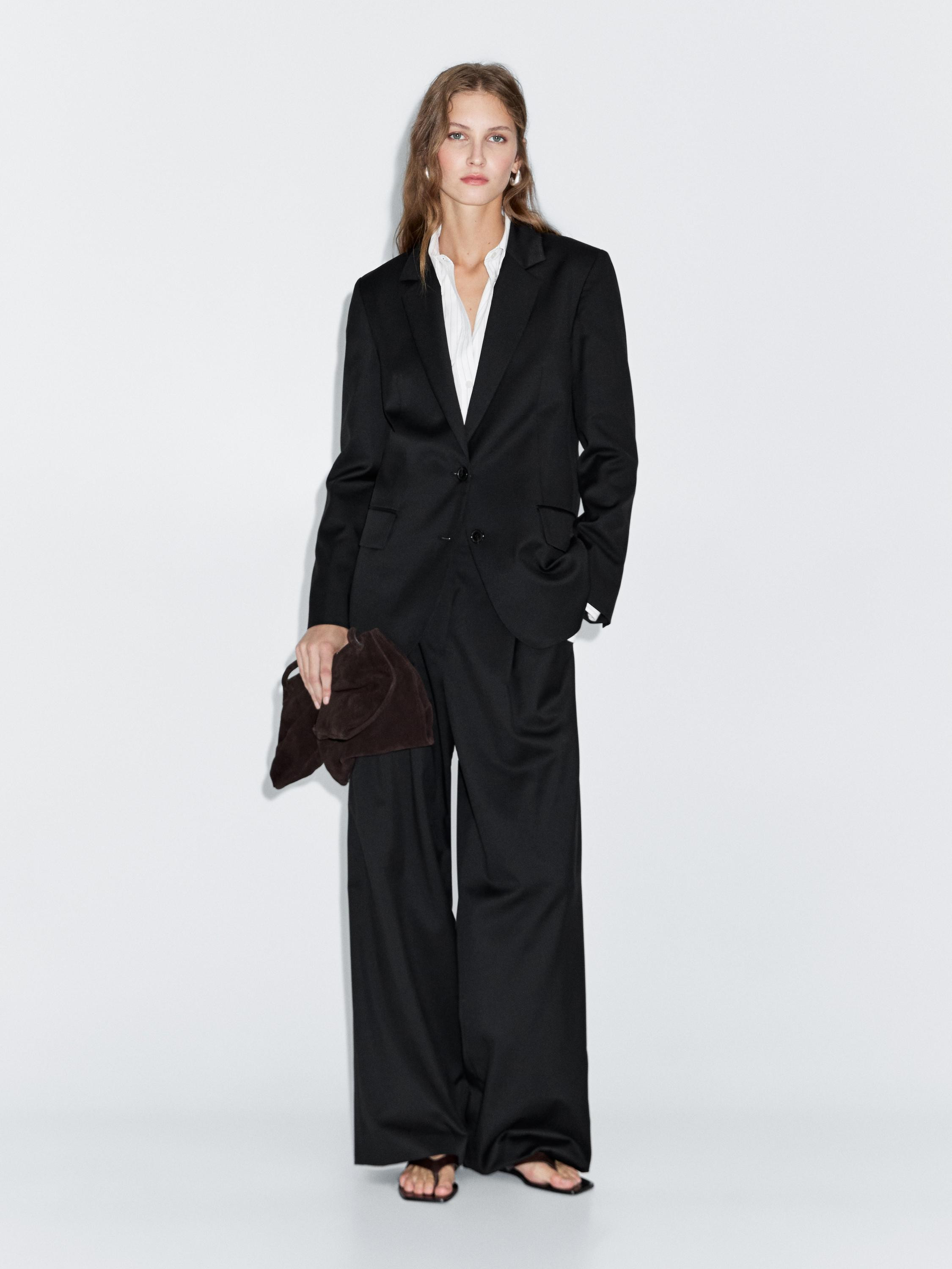 100% extra fine wool two-button blazer · Black · Dressy | Massimo Dutti | Massimo Dutti UK