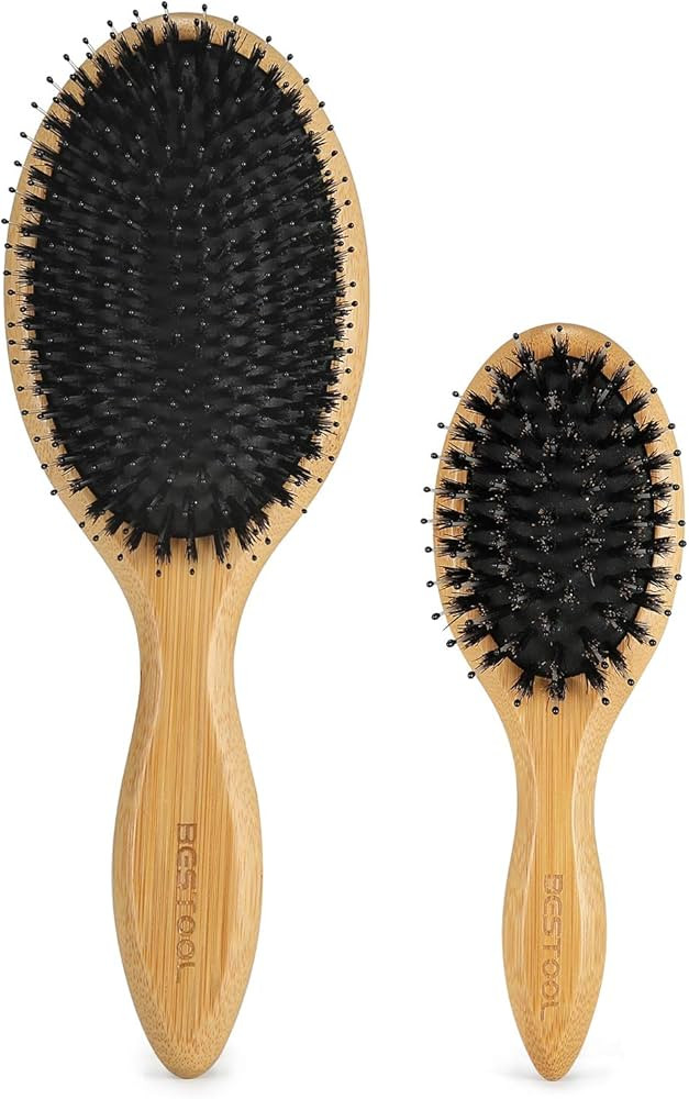 BESTOOL Hair Brush (Regular & Small), Boar Bristle Hair Brushes for Women Men Kids Thick Fine Cur... | Amazon (US)