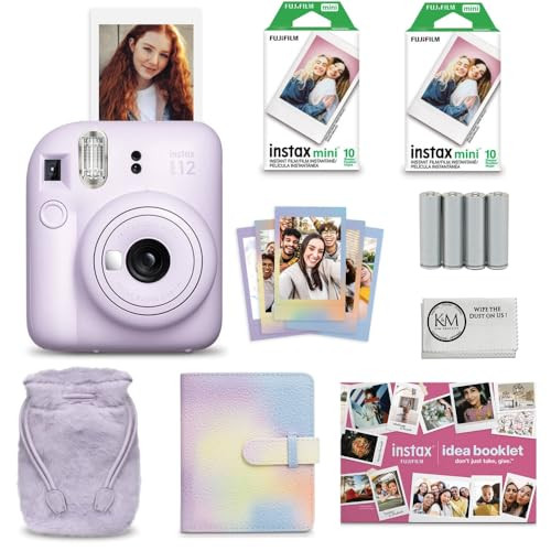 Fujifilm INSTAX MINI 12 Instant Film Holiday Camera Bundle (Lilac Purple) with Instax Mini Film (10 exposures) + Four AA Batteries & Cleaning Cloth (9 Items) | Amazon (US)
