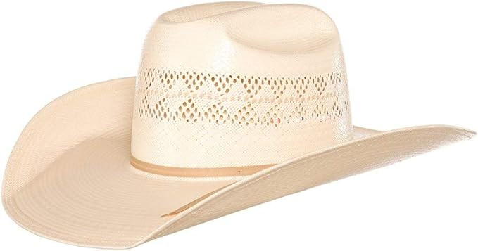 NRS American Hats Solid Ivory and Tan Line Vent 4 1/4` Brim Champagne Band Straw Hat | Amazon (US)